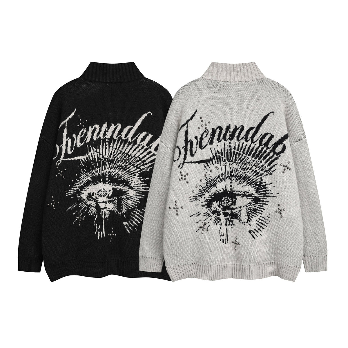 Madxmarx Eye Vision Knit Zip Cardigan