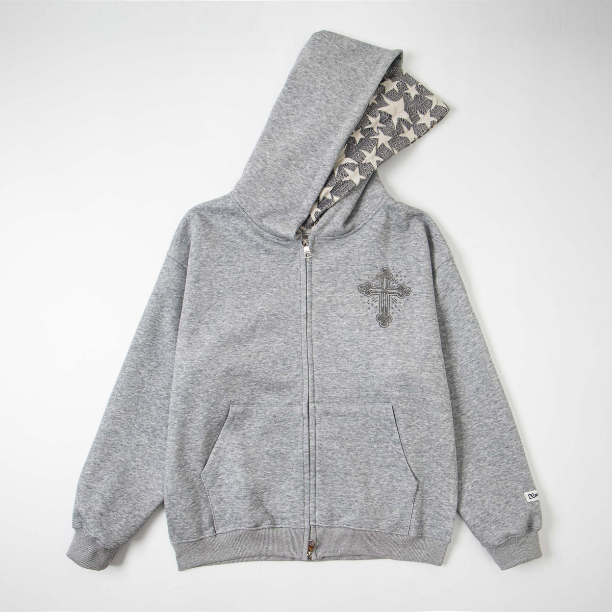 Madxmarx Rhinestone Cross Zip Hoodie