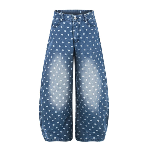 Madxmarx Polka Dot Washed Denim Jeans - 2XS / Blue