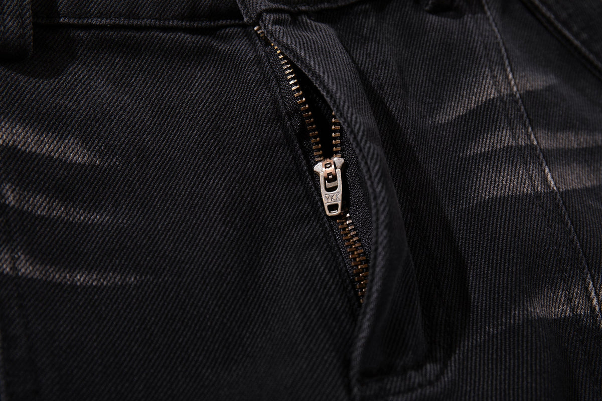 Madxmarx Strap-Detail Washed Wide-Leg Jeans