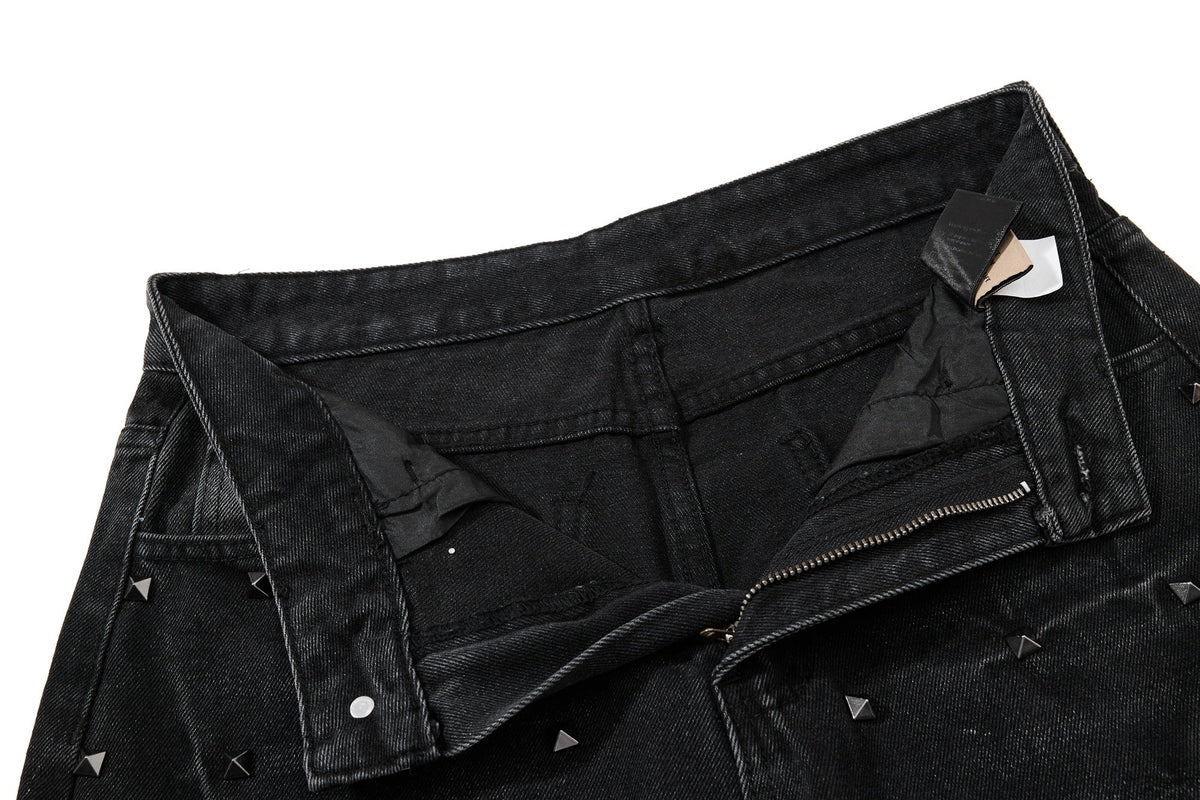 Madxmarx Studded Wide-Leg Denim Jeans