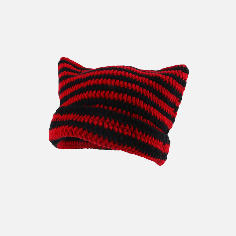 Cute Cat Ears Striped Beanie