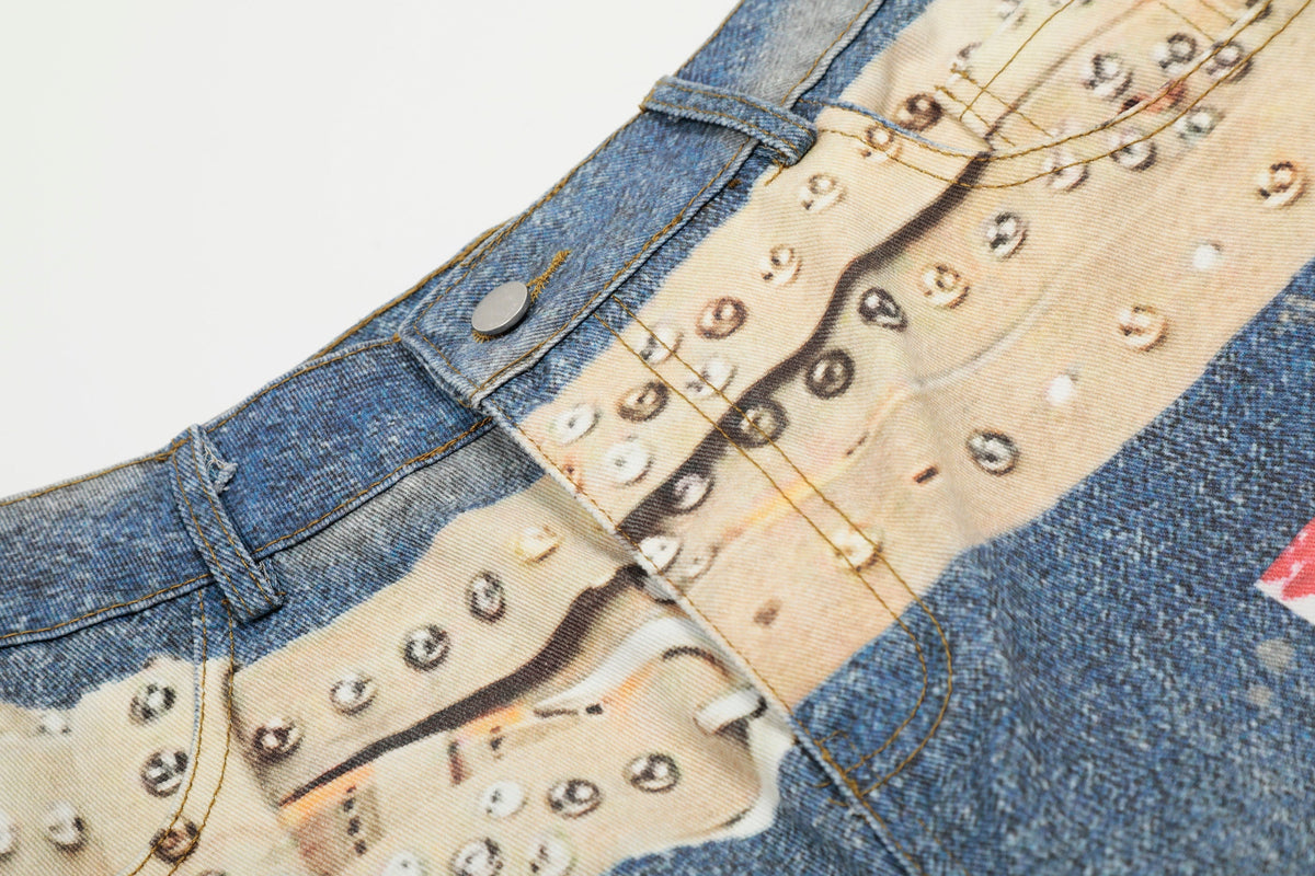 Calça Jeans com Estampa de Cinto de Tachas Madxmarx