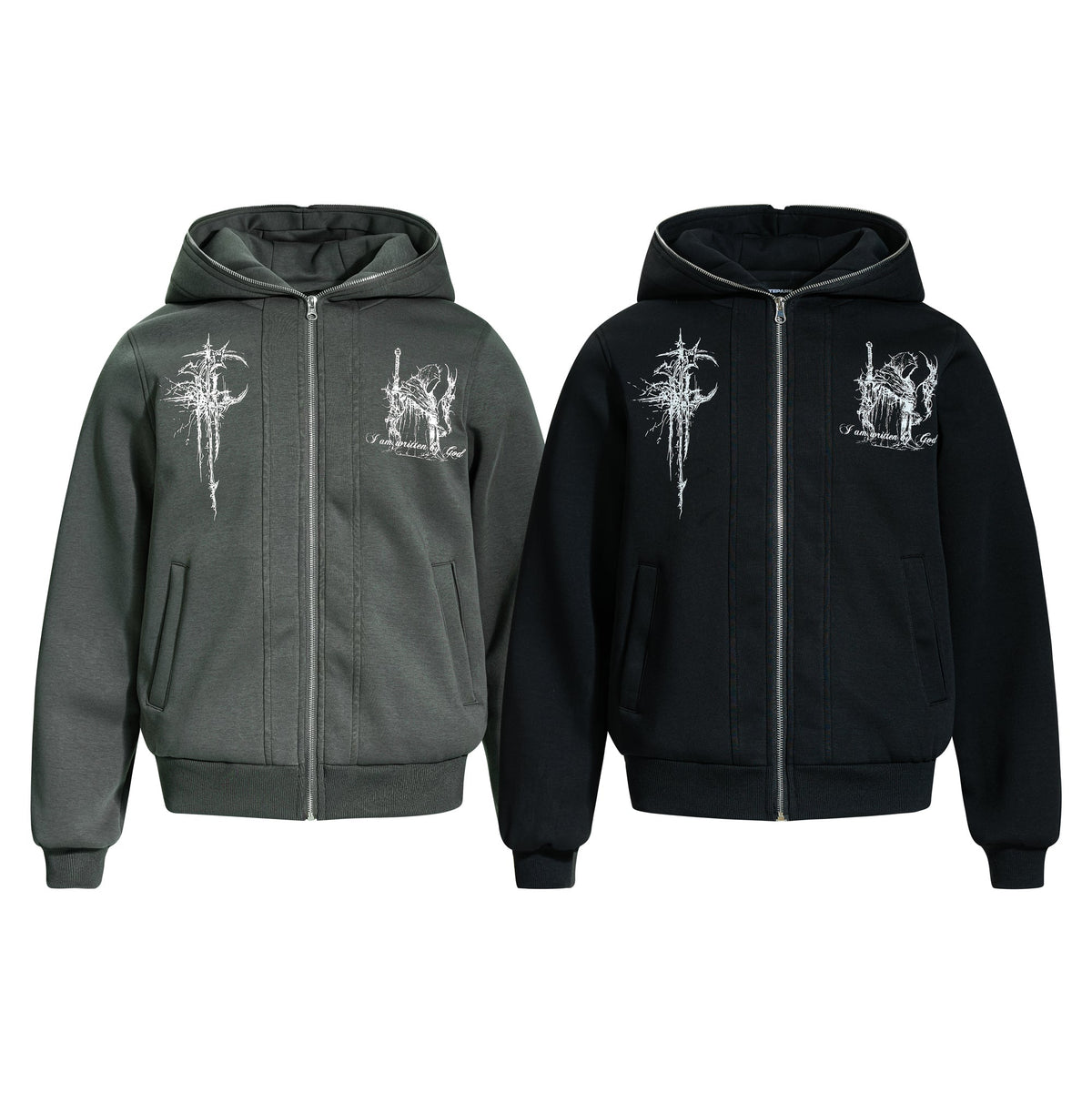 Madxmarx Gothic Line Art Zip Hoodie