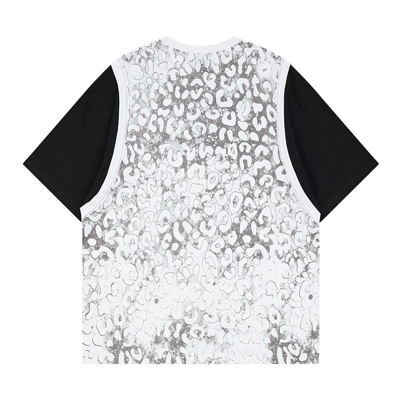 Madxmarx Leopard Mesh Layered Graphic T-Shirt