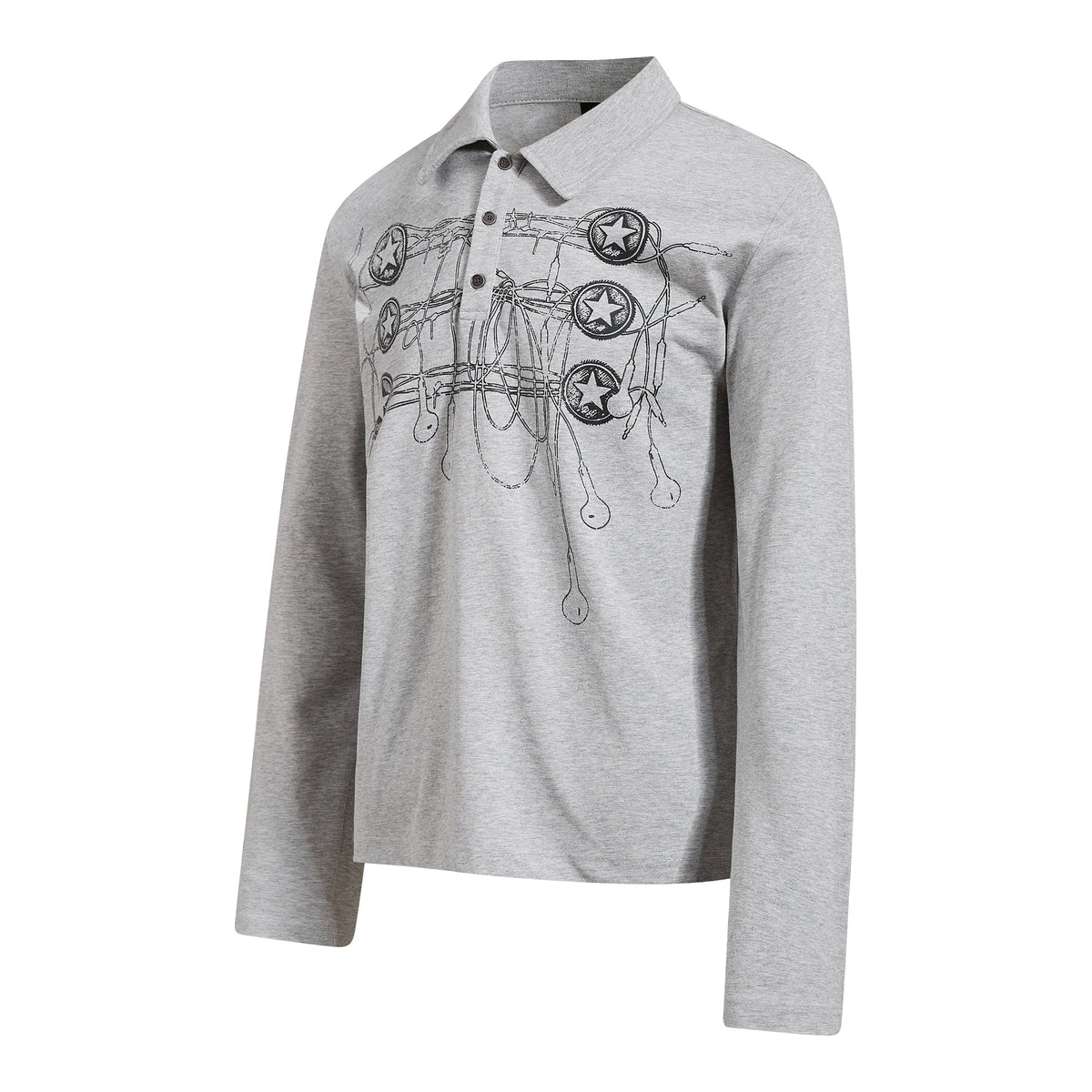 Madxmarx Star Hardware Graphic Polo Long Sleeve