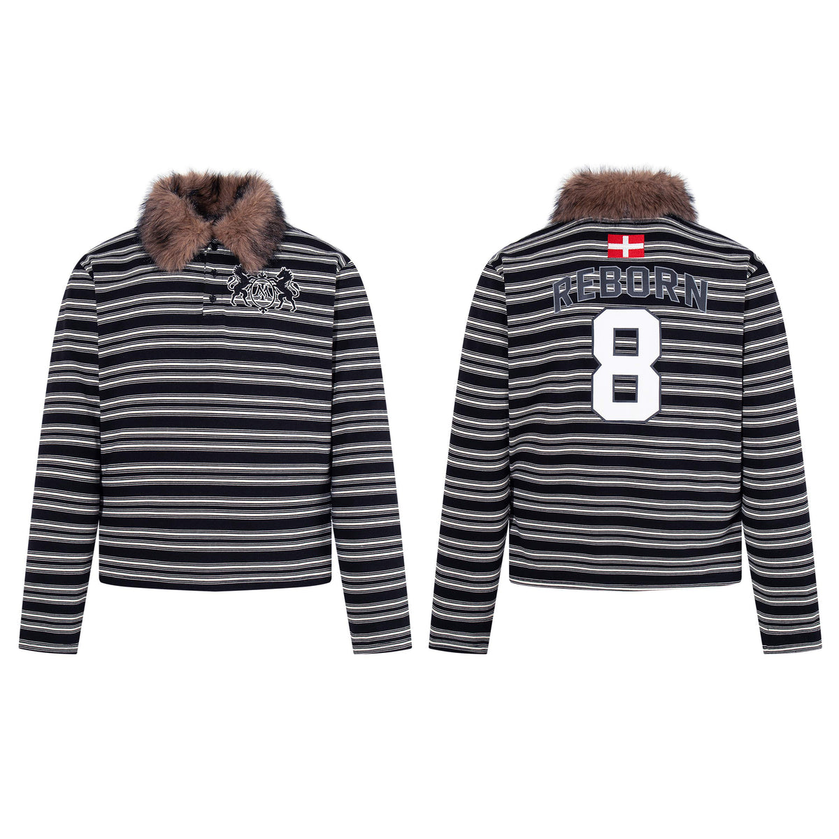 Madxmarx Fur Collar Rugby Polo