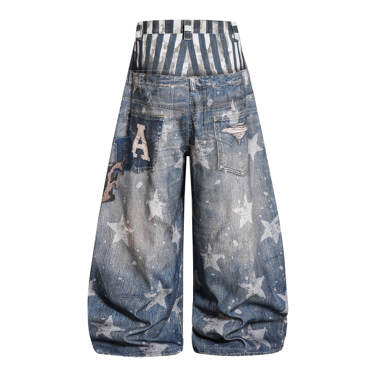 Madxmarx Layered Star Print Balloon Jeans