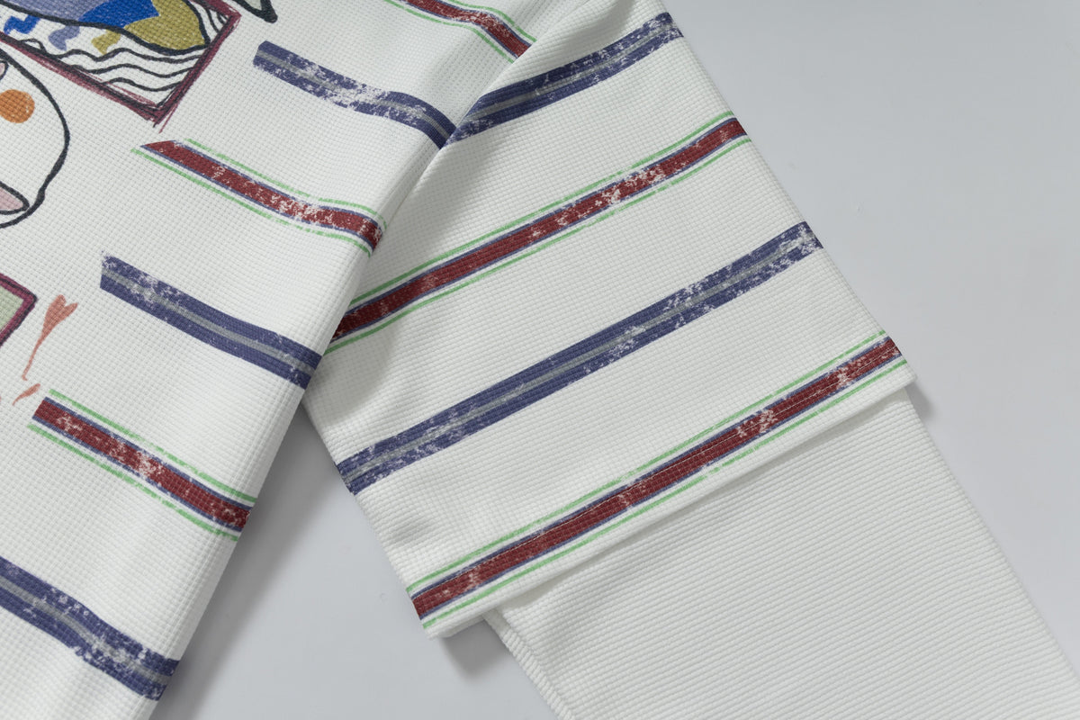 Madxmarx Abstract Stripe Long-Sleeve Polo Shirt