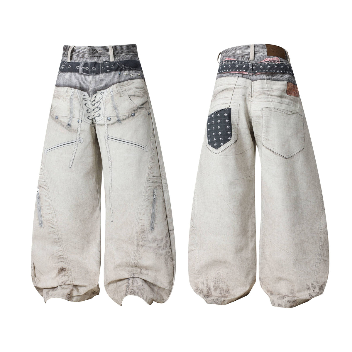 Madxmarx „Layered Belt Utility Balloon Jeans“