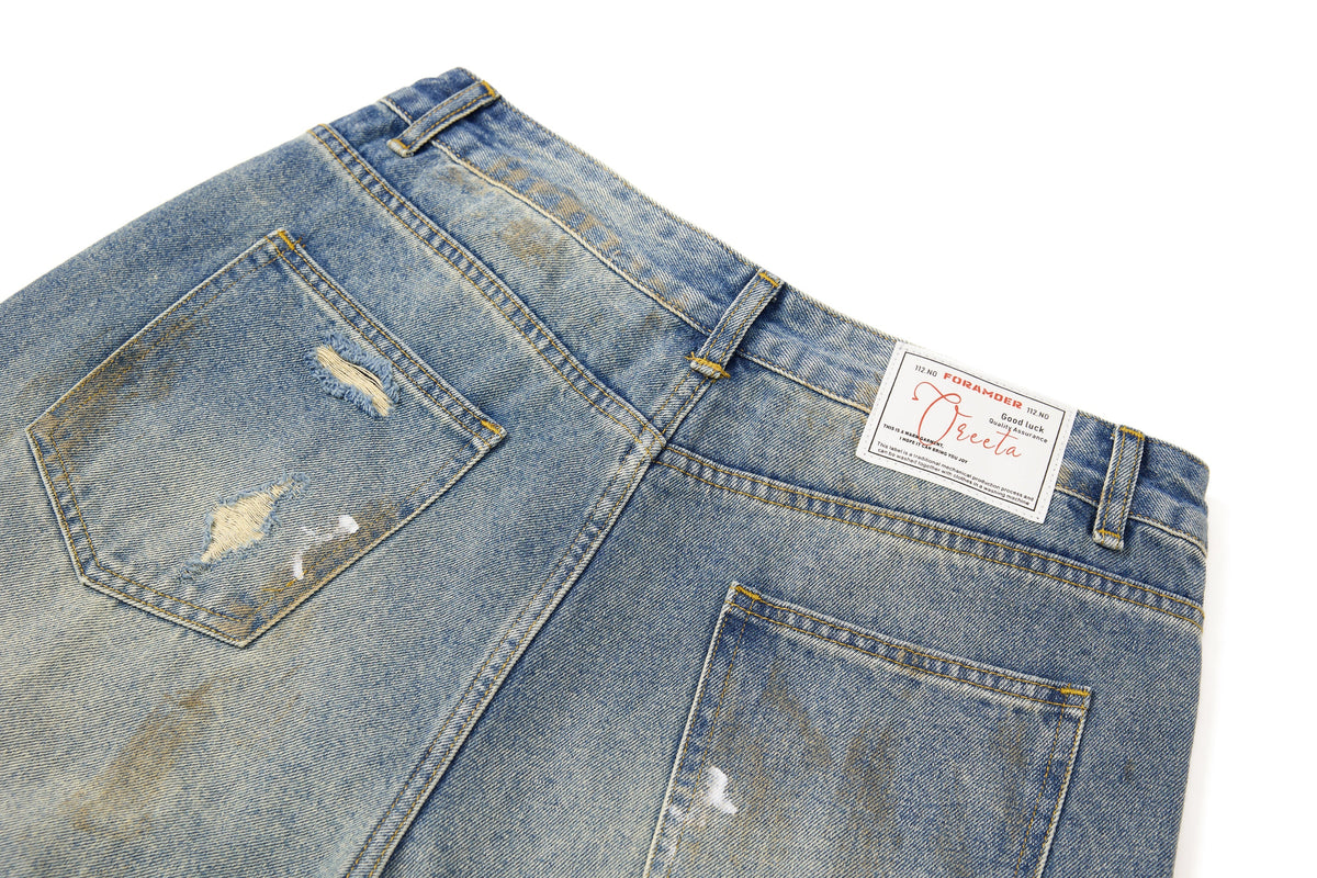 Madxmarx Distressed Vintage Washed Denim Pants