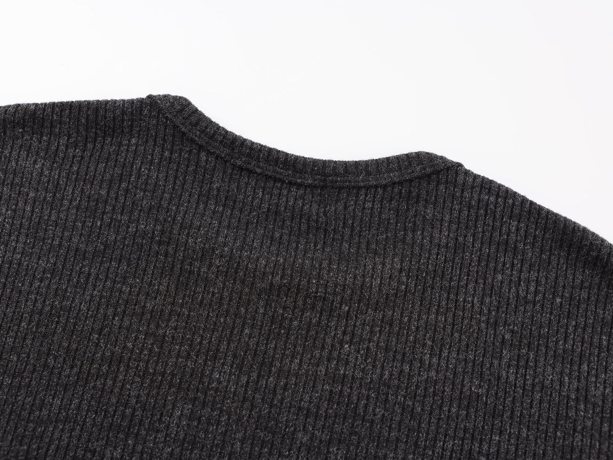 Madxmarx Ribbed Texture Long-Sleeve Tee