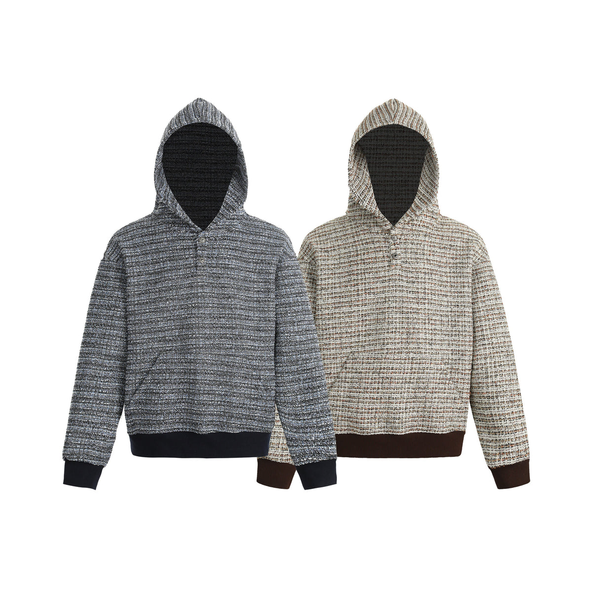 Madxmarx Textured Knit Hooded Sweatshirt