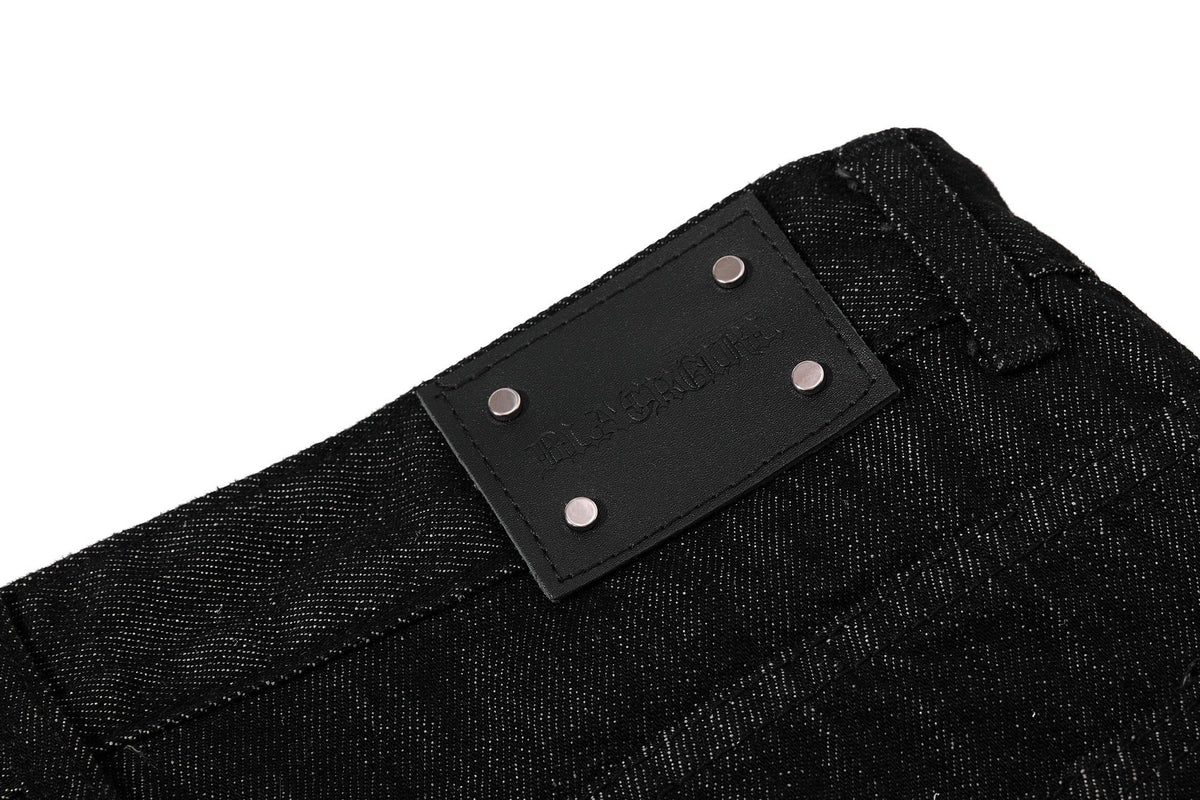 Madxmarx Nietenkette-Hose mit weitem Bein aus Denim