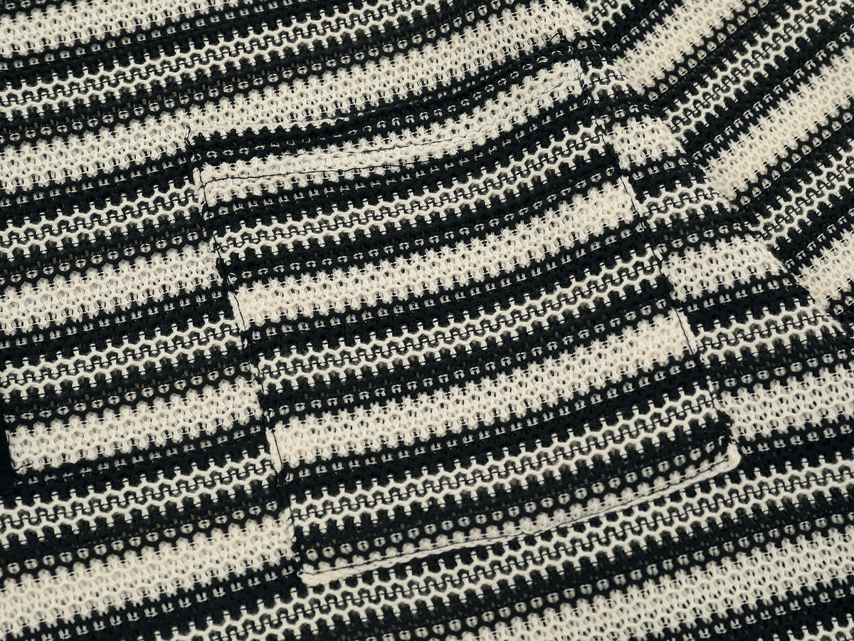 Madxmarx Striped Knit Long-Sleeve Polo