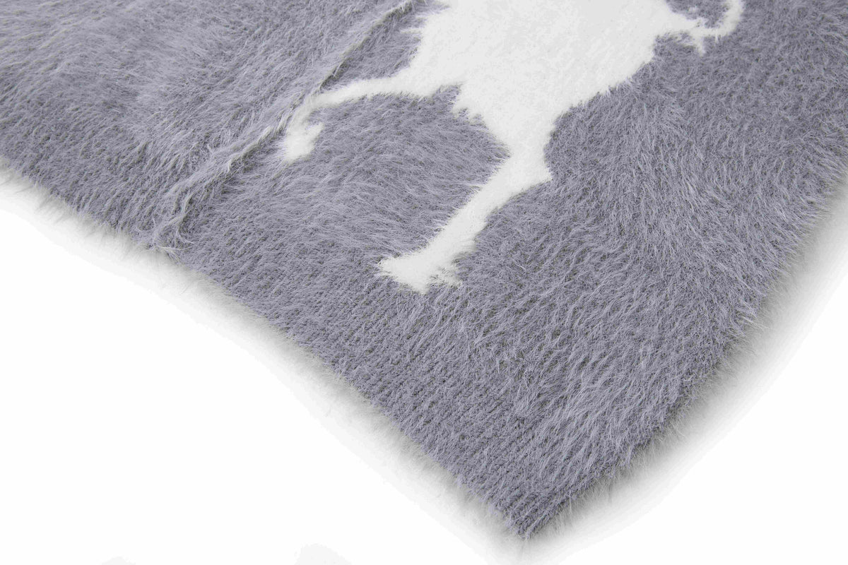 Madxmarx Fuzzy Graphic Zip-Up Sweater