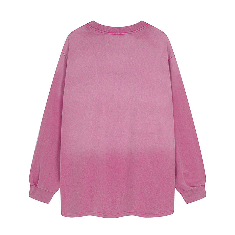 Madxmarx Gradient Washed Graphic Long Sleeve Tee