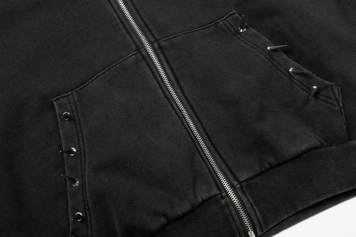 Madxmarx Studded Zip-Up Hoodie