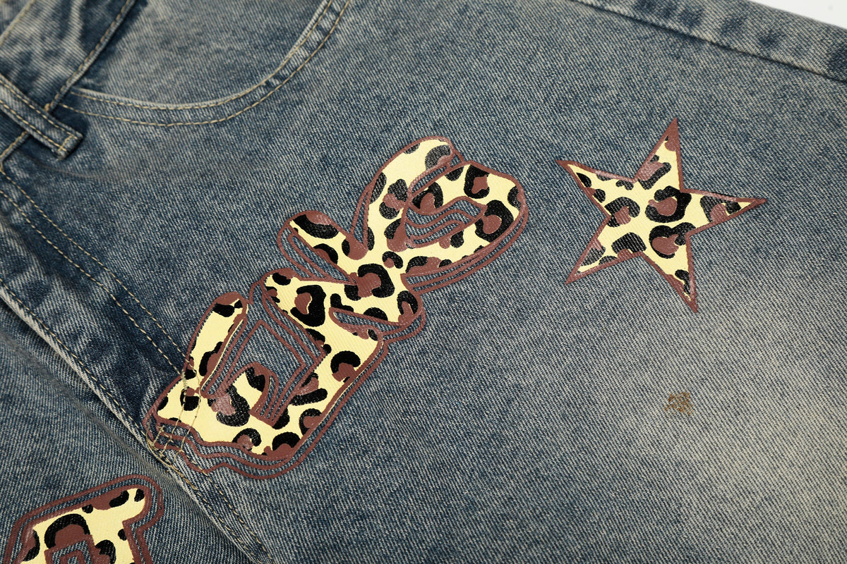 Jeans larges à motif léopard Madxmarx Star