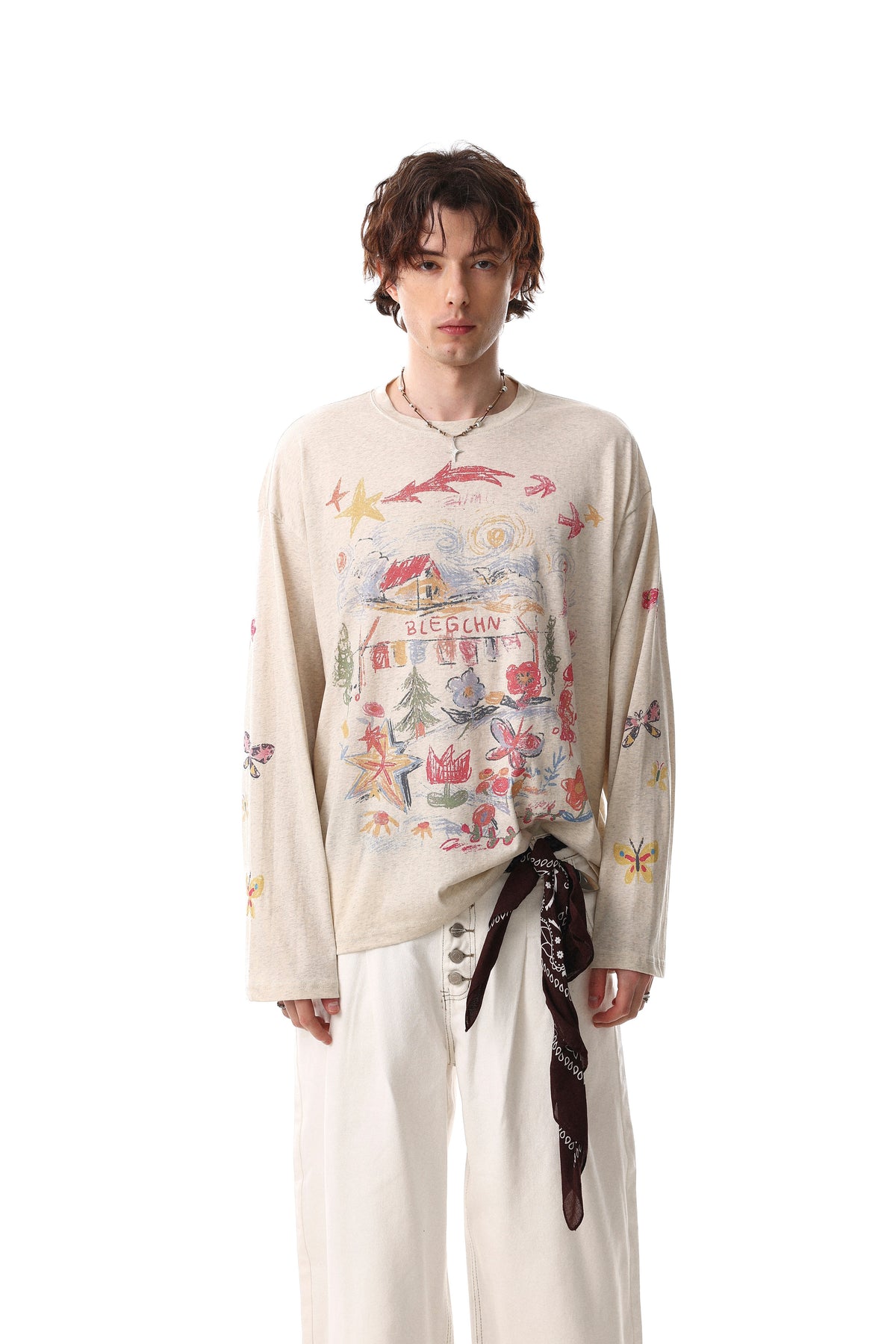 Madxmarx Hand-Drawn Art Graphic Long Sleeve Tee