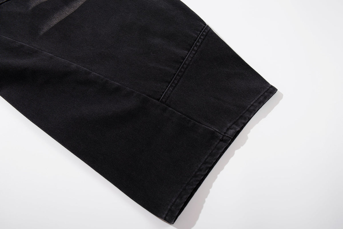 Madxmarx Strap-Detail Washed Wide-Leg Jeans
