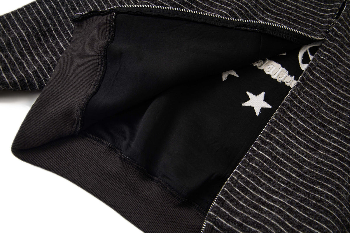 Madxmarx Striped Knit Zip Hoodie
