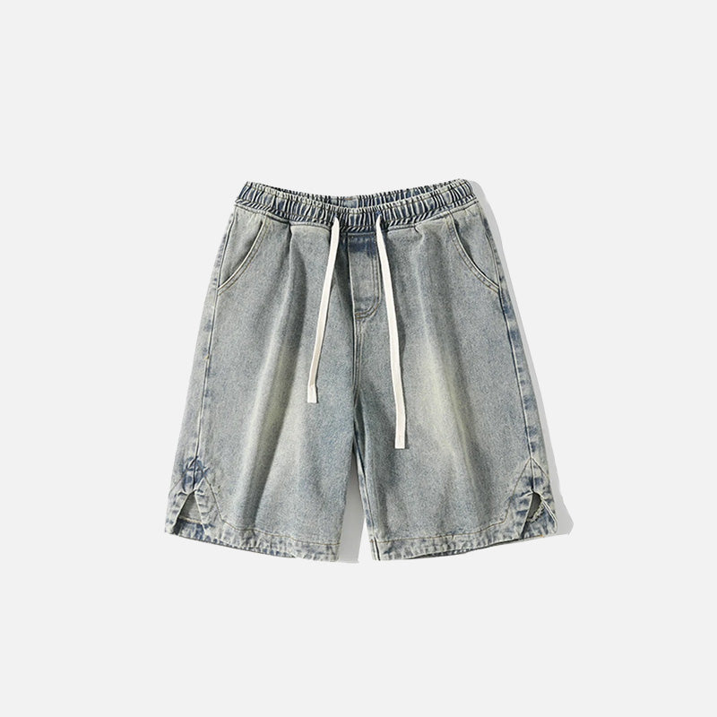 Washed Sports Denim Shorts