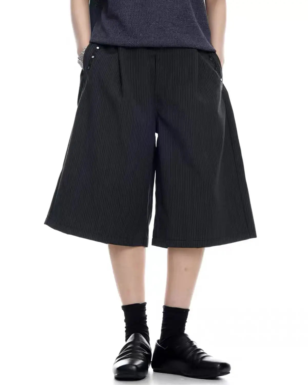 Pinstripe Stud Detail Tailored Shorts