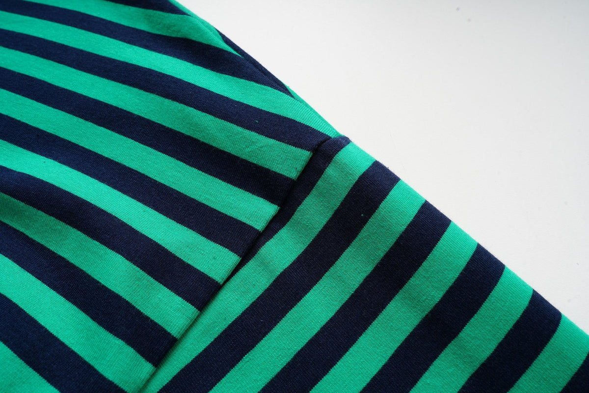 Madxmarx Green Striped Long Sleeve Tee