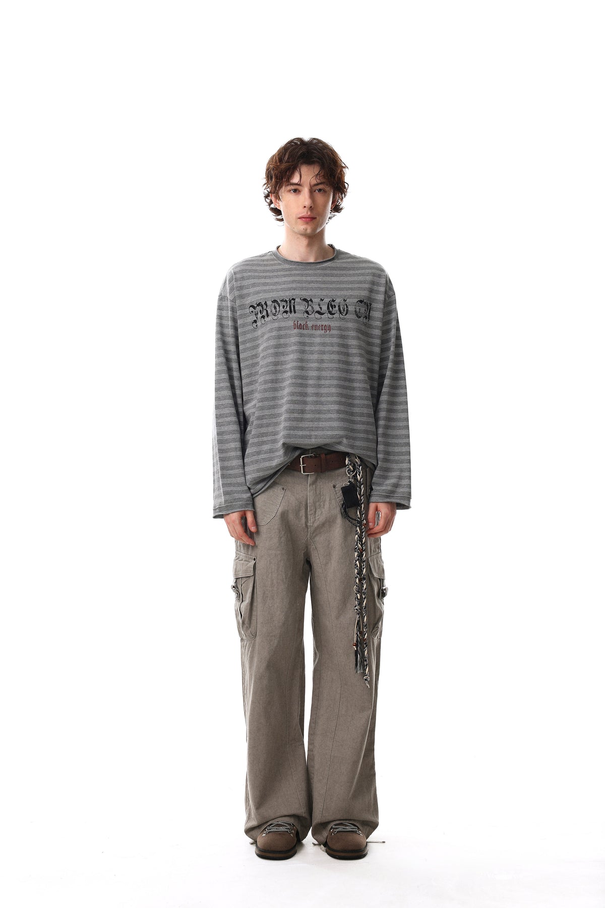 Madxmarx Striped Gothic Logo Long Sleeve Tee
