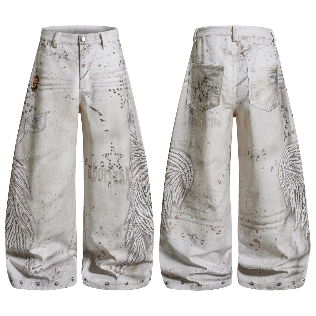 Madxmarx Vintage Angel Wing Balloon Jeans