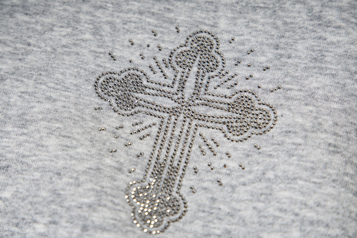 Madxmarx Rhinestone Cross Zip Hoodie