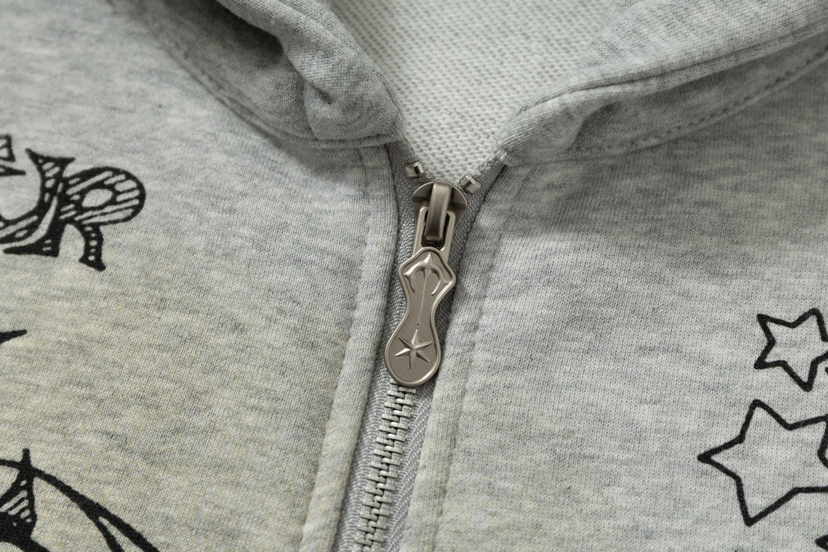 Madxmarx Doodle Graphic Zip Hoodie