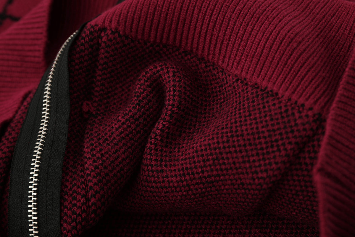 Madxmarx Spider Web Knit Zip Hoodie
