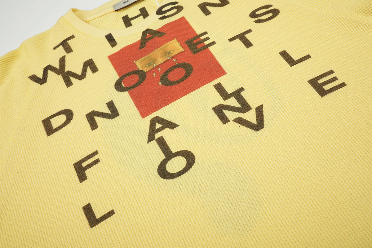 Madxmarx Abstract Letter Graphic Waffle Long Sleeve Tee