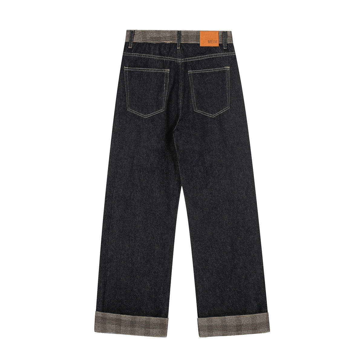 Madxmarx Contrast-Waist Cuffed Wide-Leg Pants