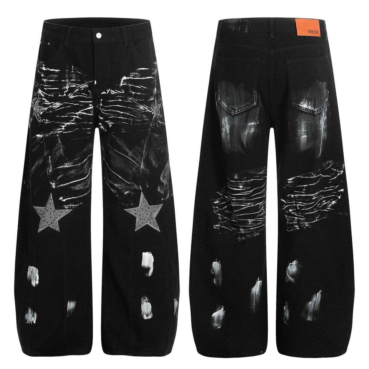 Madxmarx Star Brush-Stroke Wide-Leg Jeans