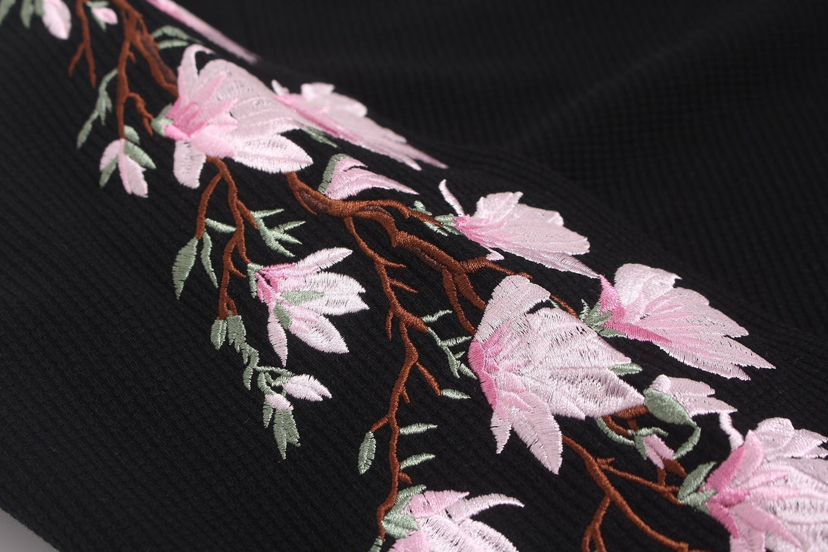 Madxmarx Floral Sleeve Waffle Long Sleeve