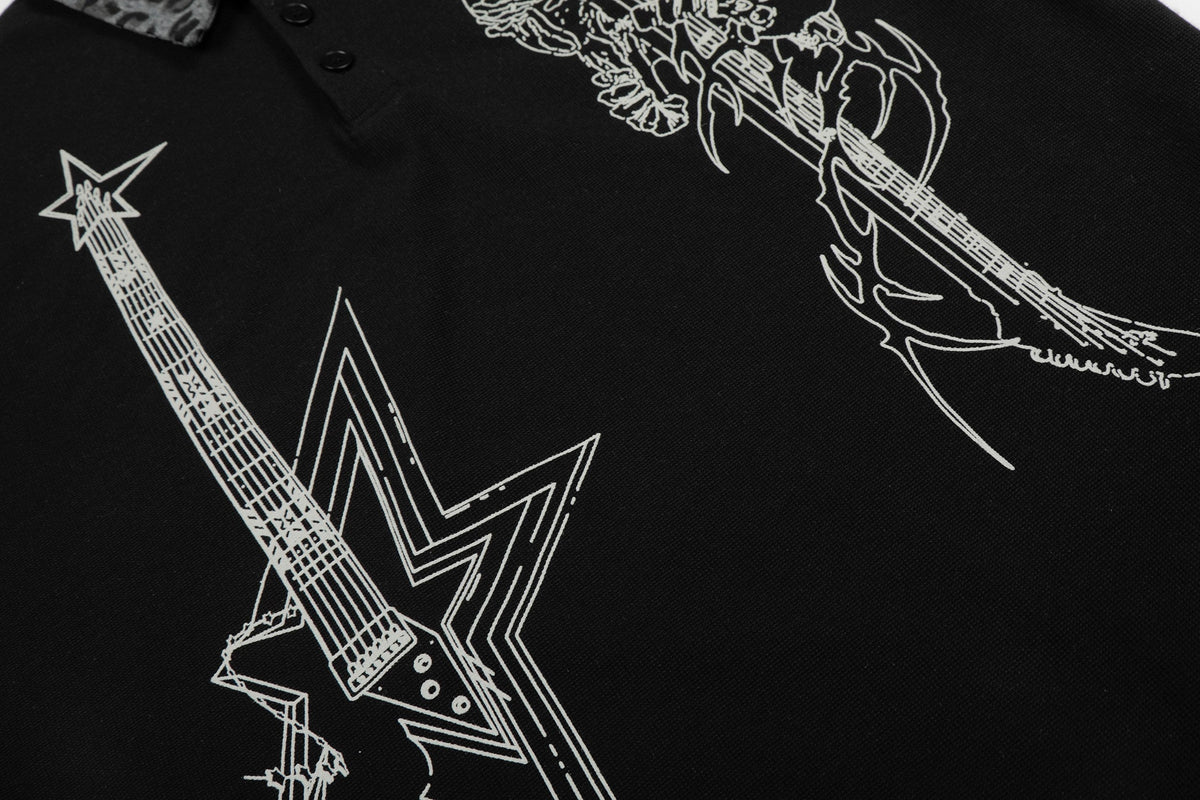 Madxmarx “Leopard Collar Graphic Polo Tee”