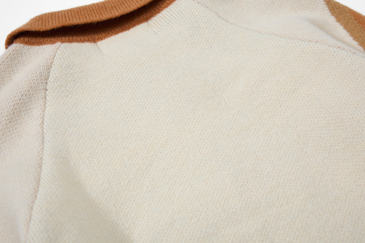 Madxmarx Retro Colorblock Zip-Collar Sweater