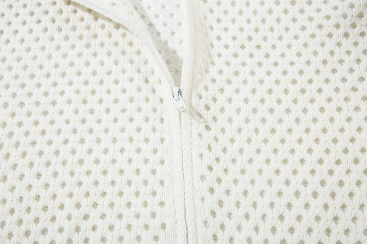 Madxmarx Striped Mesh Zip-Up Jacket