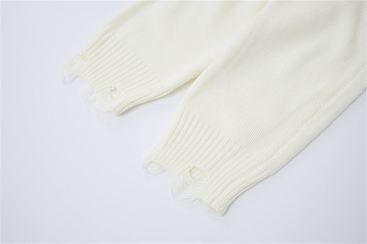 Madxmarx Distressed Cross Knit Sweater