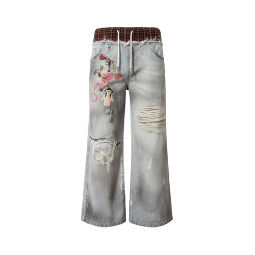 Madxmarx Plüsch-Anhänger aus Used-Look-Denim - S / Blau