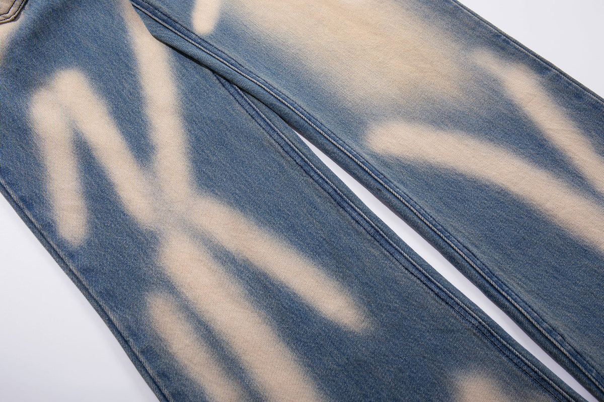 Madxmarx Spray-Fade Graffiti-Jeans mit weitem Bein