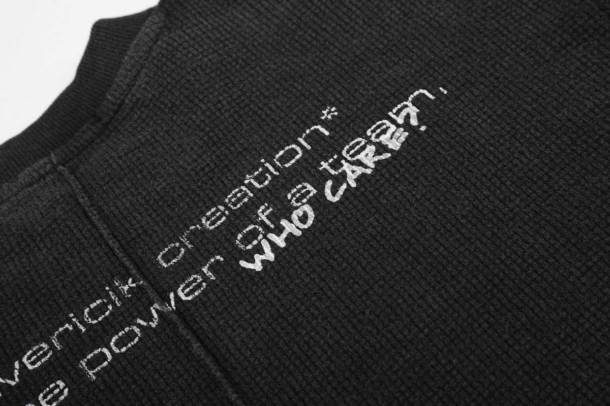 Madxmarx Waffle Knit Graphic Long Sleeve Tee