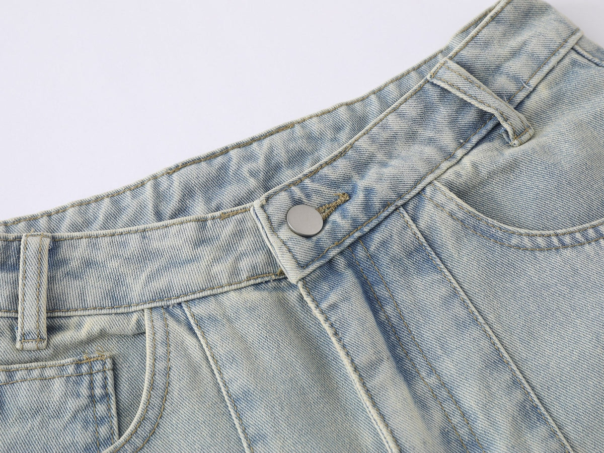 Jeans de pierna ancha con efecto desgastado y estrellas de Madxmarx