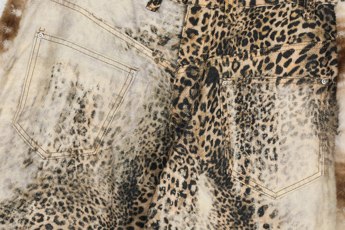 Madxmarx „Weite Jeans mit Leopardenfellbesatz“