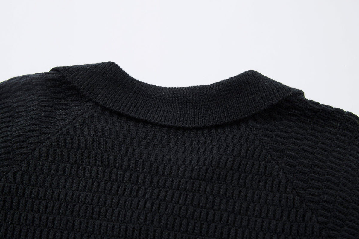 Madxmarx Striped Knit Polo Sweater