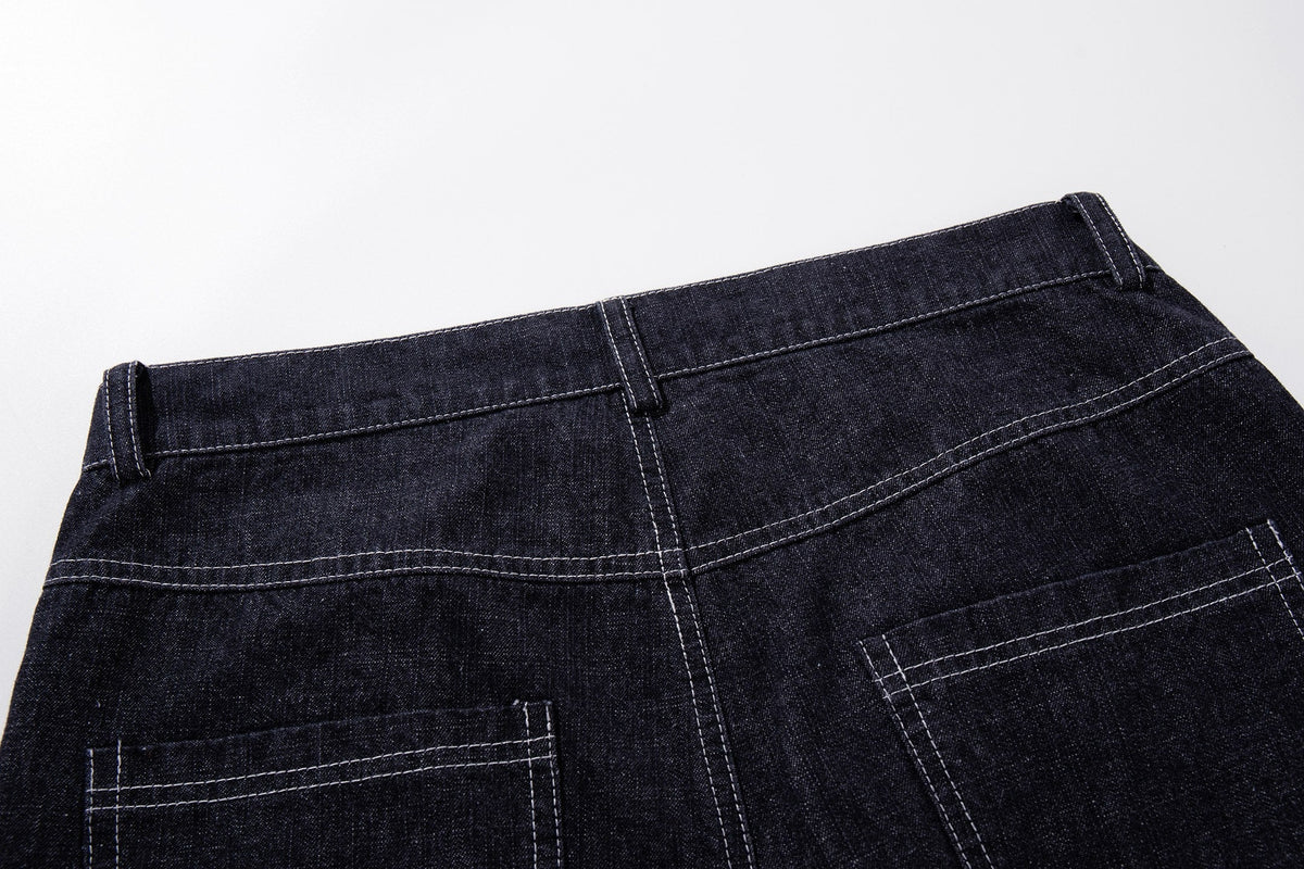 Madxmarx Asymmetric Button Wide-Leg Jeans