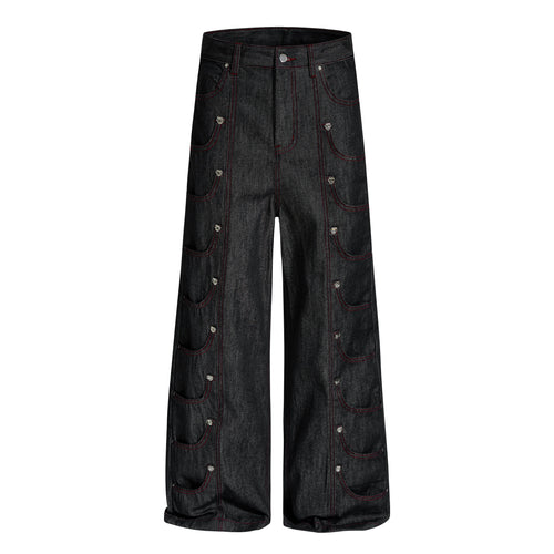 Pantalones de mezclilla con costuras y multibolsillos Madxmarx - S / Negro